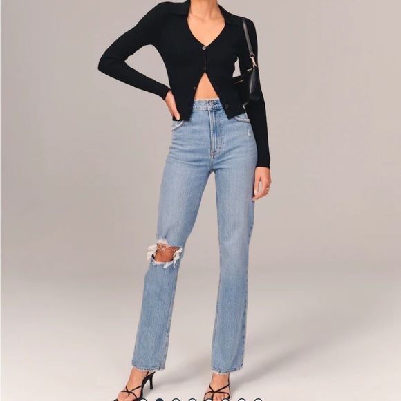 Abercrombie & Fitch Denim - Abercrombie & Fitch The 90’s Straight Ultra High Rise Jeans Short Length
